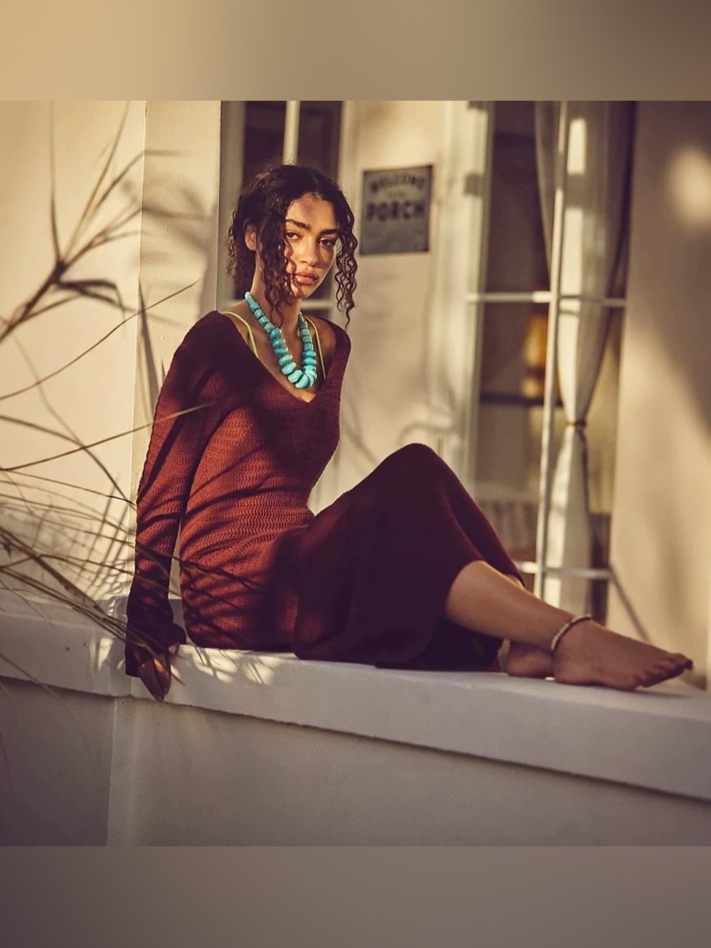 NEW Free People Long Sleeve Maxi Dress in Deep Burgundy